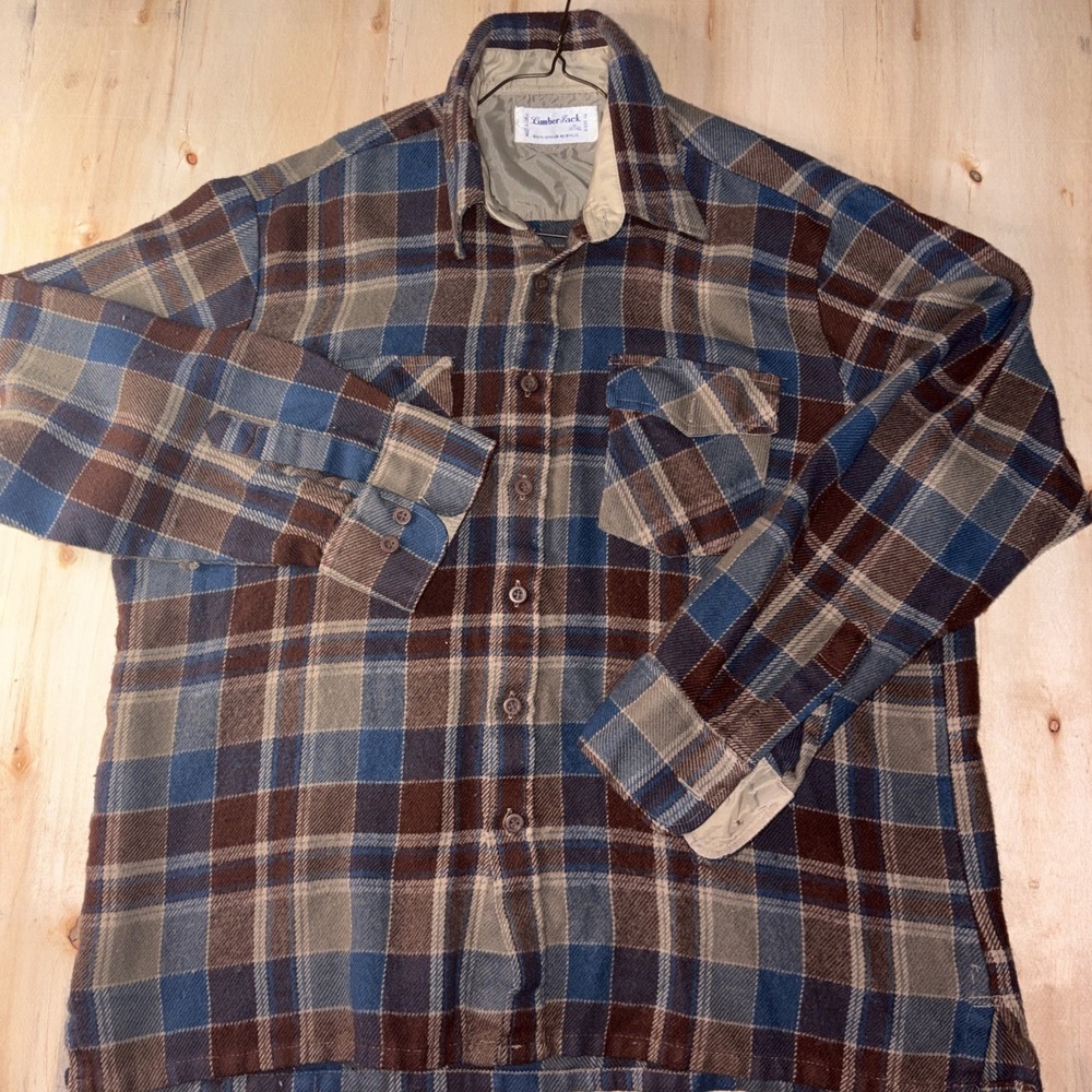 Vintage Lumberjack Mens XL Brown Plaid Quilted Flannel Shacket 90s Heavyweight